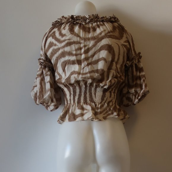 CHRISTINA MAKOWSKY RUFFLE OFF SHOULDER TOP M * - Picture 8 of 9